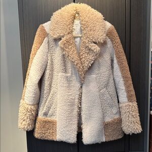 A.L.C. Faux Shearling Jacket in Cream and Taupe